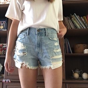 Hollister Blue Denim Shorts with Embroidery